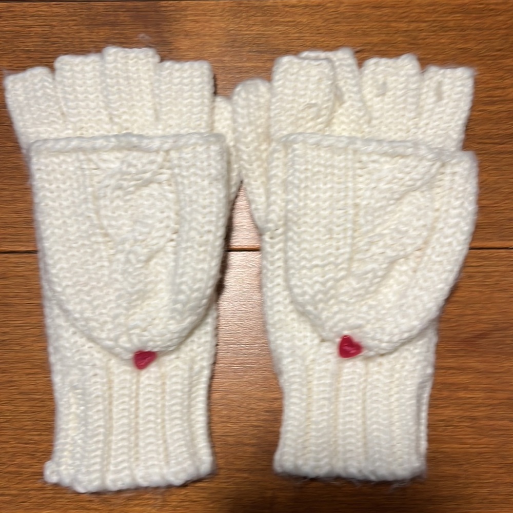 Winter white gloves mittens cable knit